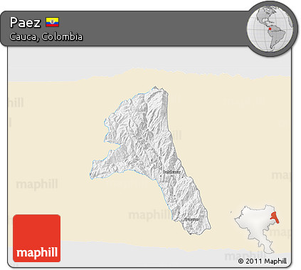 Classic Style 3D Map of Paez, single color outside