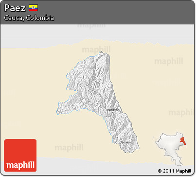 Classic Style 3D Map of Paez, single color outside