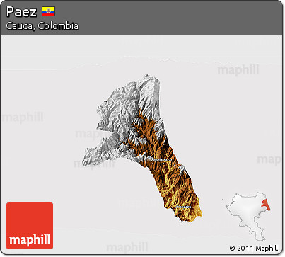 Physical 3D Map of Paez, cropped outside