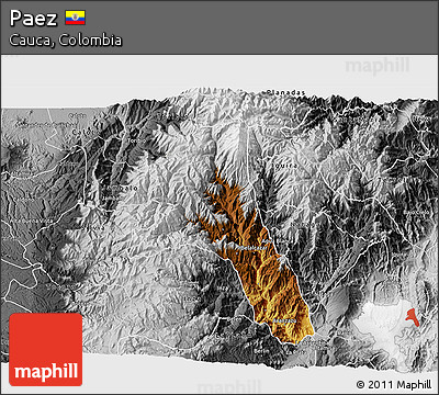 Physical 3D Map of Paez, desaturated