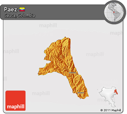 Political 3D Map of Paez, single color outside