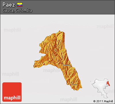 Political 3D Map of Paez, single color outside