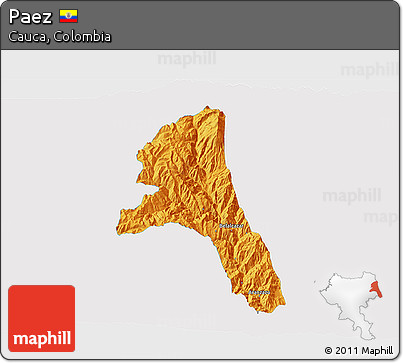 Political 3D Map of Paez, single color outside