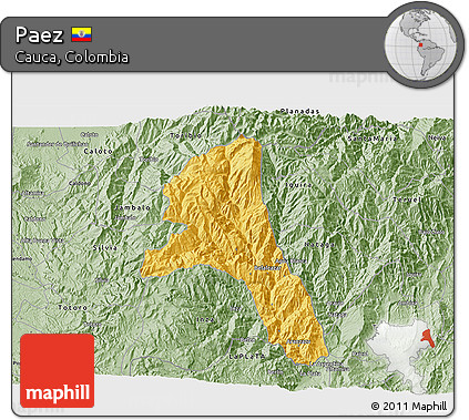 Savanna Style 3D Map of Paez