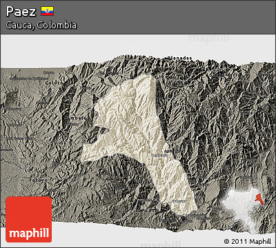 Shaded Relief 3D Map of Paez, darken