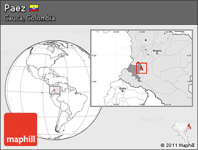 Blank Location Map of Paez, highlighted country, highlighted parent region