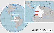 Gray Location Map of Paez, highlighted country, within the entire country, hill shading
