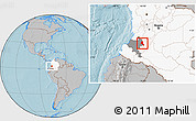 Gray Location Map of Paez, highlighted country, highlighted parent region, hill shading