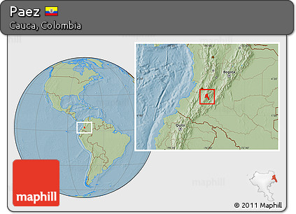 Savanna Style Location Map of Paez, hill shading