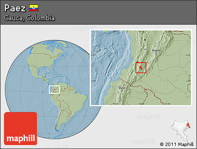 Savanna Style Location Map of Paez, hill shading