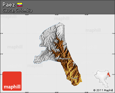 Physical Map of Paez, single color outside
