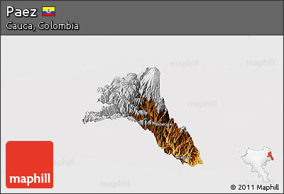 Physical Panoramic Map of Paez, cropped outside