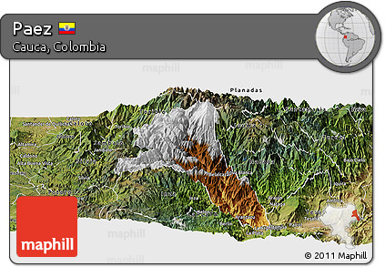 Physical Panoramic Map of Paez, satellite outside