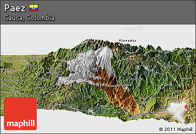 Physical Panoramic Map of Paez, satellite outside