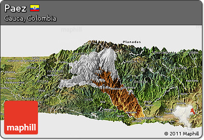 Physical Panoramic Map of Paez, satellite outside