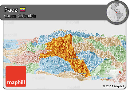 Political Panoramic Map of Paez, lighten