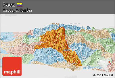 Political Panoramic Map of Paez, lighten