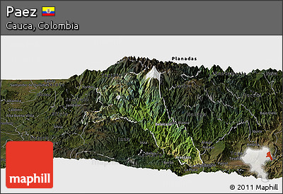 Satellite Panoramic Map of Paez, darken