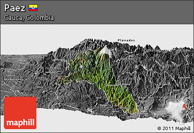 Satellite Panoramic Map of Paez, desaturated