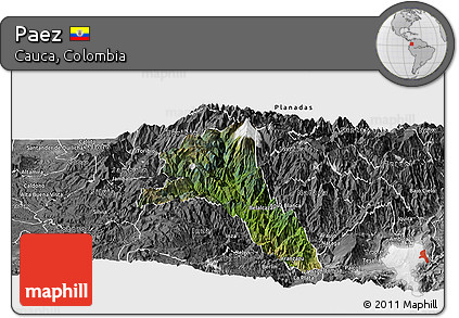 Satellite Panoramic Map of Paez, desaturated