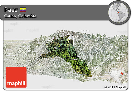 Satellite Panoramic Map of Paez, lighten