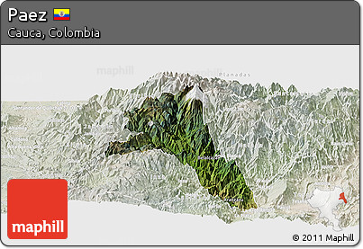 Satellite Panoramic Map of Paez, lighten