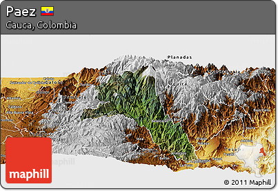 Satellite Panoramic Map of Paez, physical outside