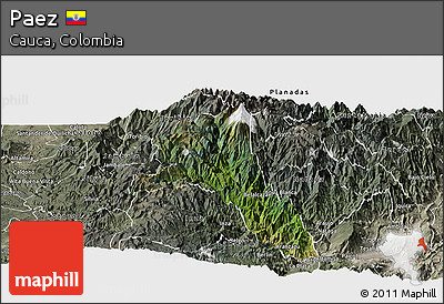 Satellite Panoramic Map of Paez, semi-desaturated