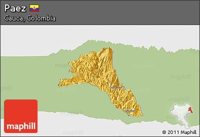 Savanna Style Panoramic Map of Paez, single color outside