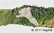 Shaded Relief Panoramic Map of Paez, satellite outside
