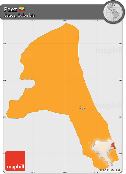 Political Simple Map of Paez, single color outside