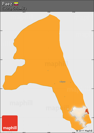Political Simple Map of Paez, single color outside
