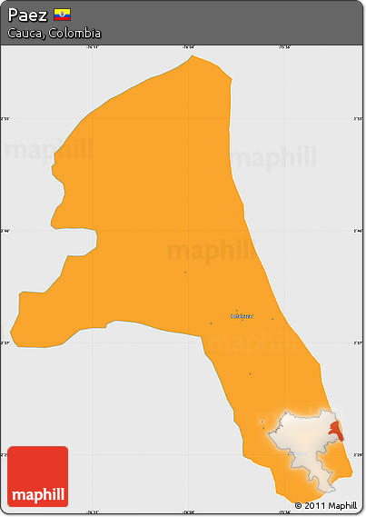 Political Simple Map of Paez, single color outside