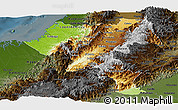 Physical Panoramic Map of Cauca, darken