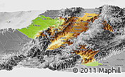 Physical Panoramic Map of Cauca, desaturated