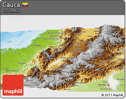 Physical Panoramic Map of Cauca
