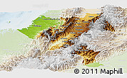 Physical Panoramic Map of Cauca, lighten