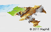 Physical Panoramic Map of Cauca, single color outside