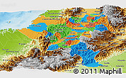 Political Panoramic Map of Cauca, physical outside