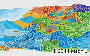 Political Panoramic Map of Cauca, political shades outside