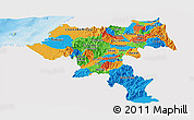 Political Panoramic Map of Cauca, single color outside