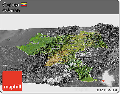 Satellite Panoramic Map of Cauca, desaturated