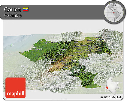 Satellite Panoramic Map of Cauca, lighten