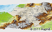 Shaded Relief Panoramic Map of Cauca, physical outside