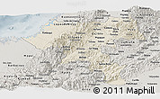 Shaded Relief Panoramic Map of Cauca, semi-desaturated