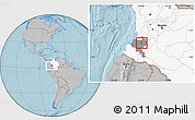 Gray Location Map of Piendamo, highlighted country, highlighted parent region, hill shading