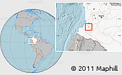 Gray Location Map of Piendamo, highlighted country, hill shading