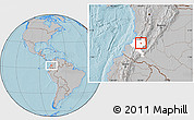 Gray Location Map of Piendamo, highlighted parent region, hill shading
