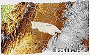 Shaded Relief 3D Map of Popayan, physical outside
