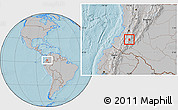 Gray Location Map of Purace, hill shading